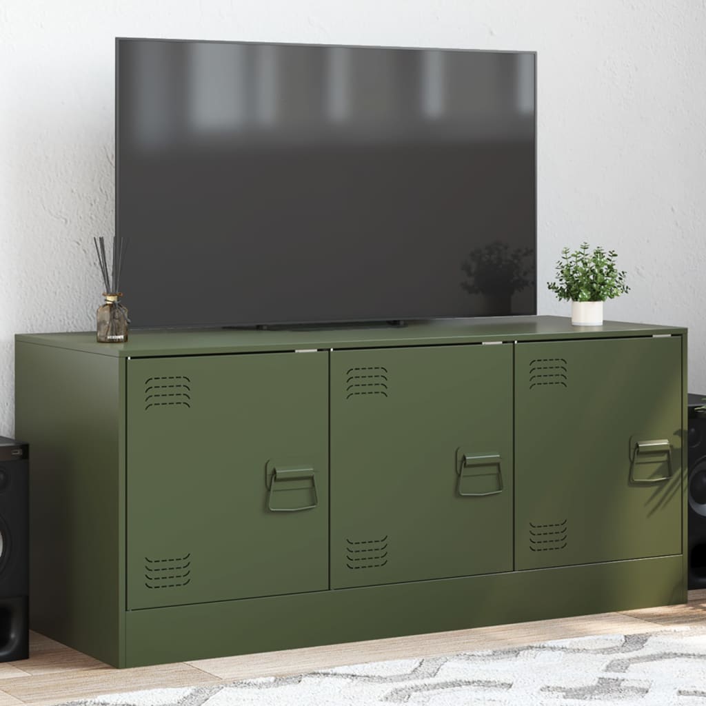 vidaXL Móvel de TV 99x39x44 aço verde azeitona