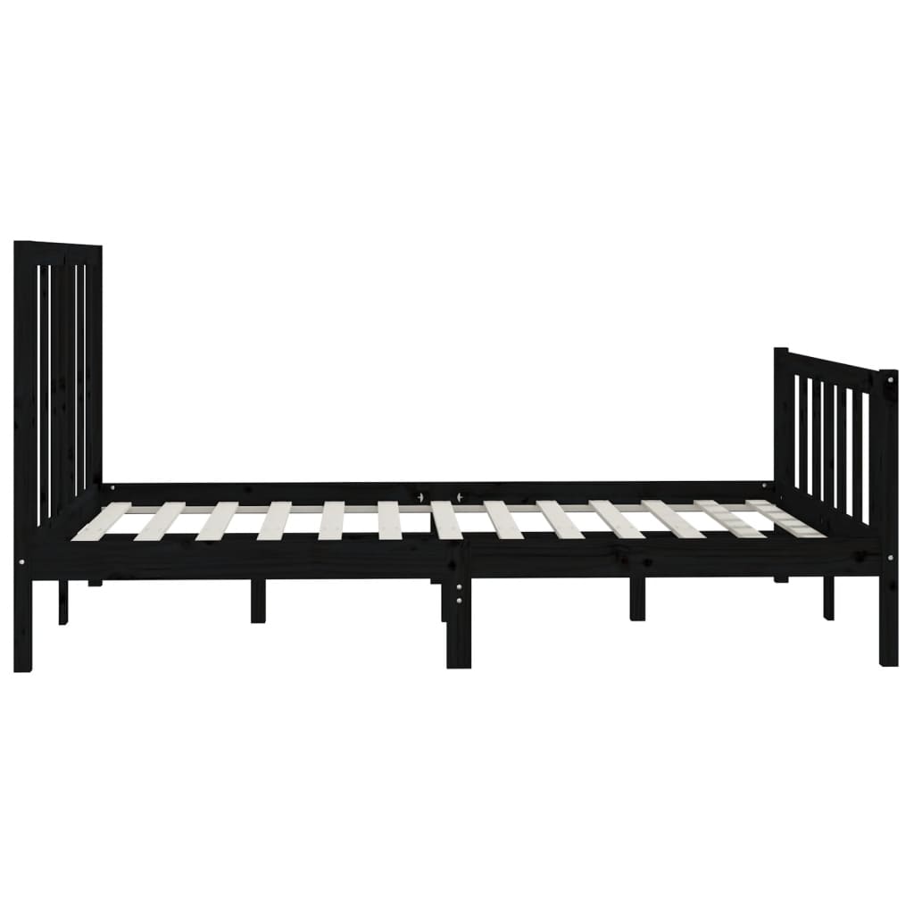 vidaXL Estrutura de cama 160x200 cm pinho maciço preto