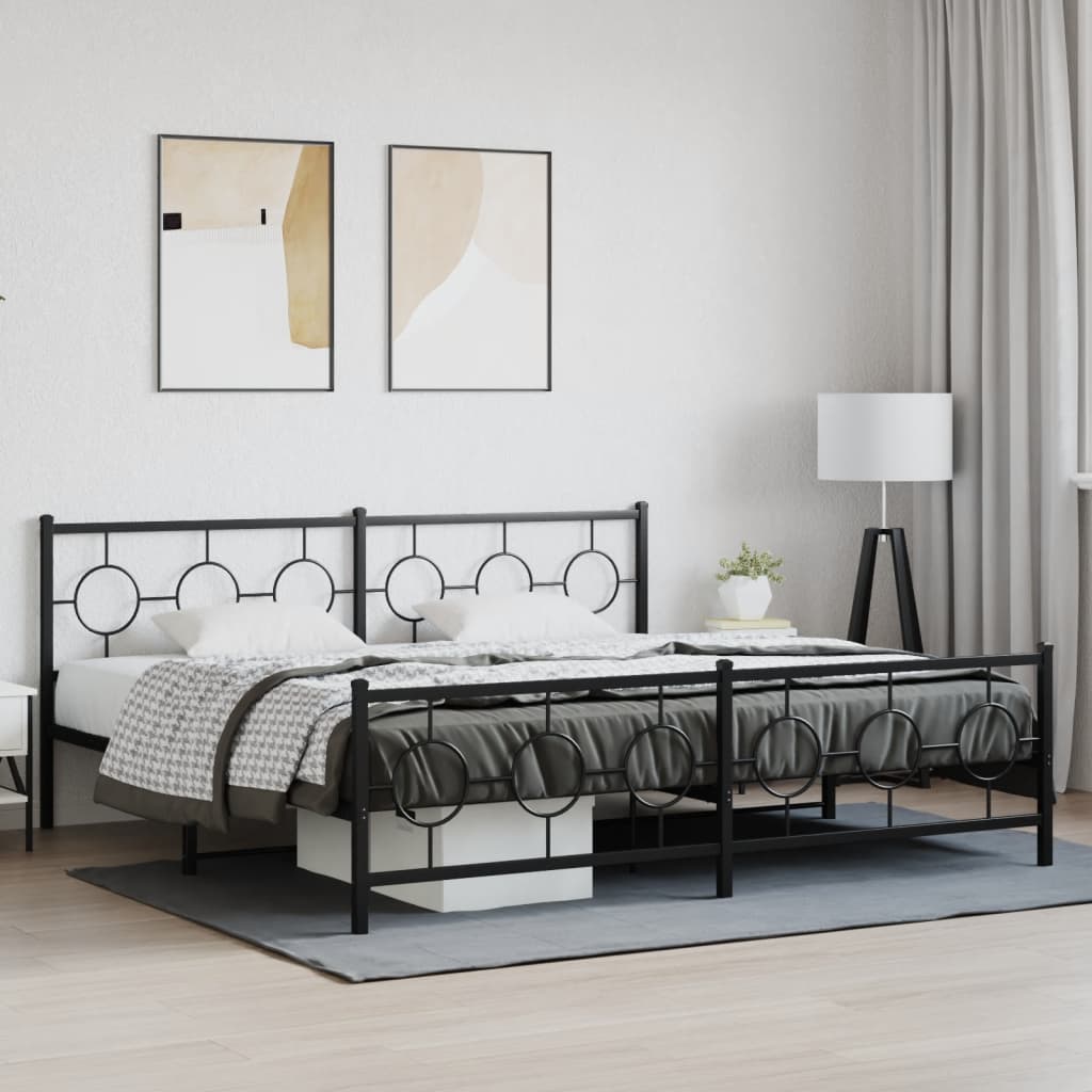 vidaXL Estrutura de cama com cabeceira e pés 200x200 cm metal preto