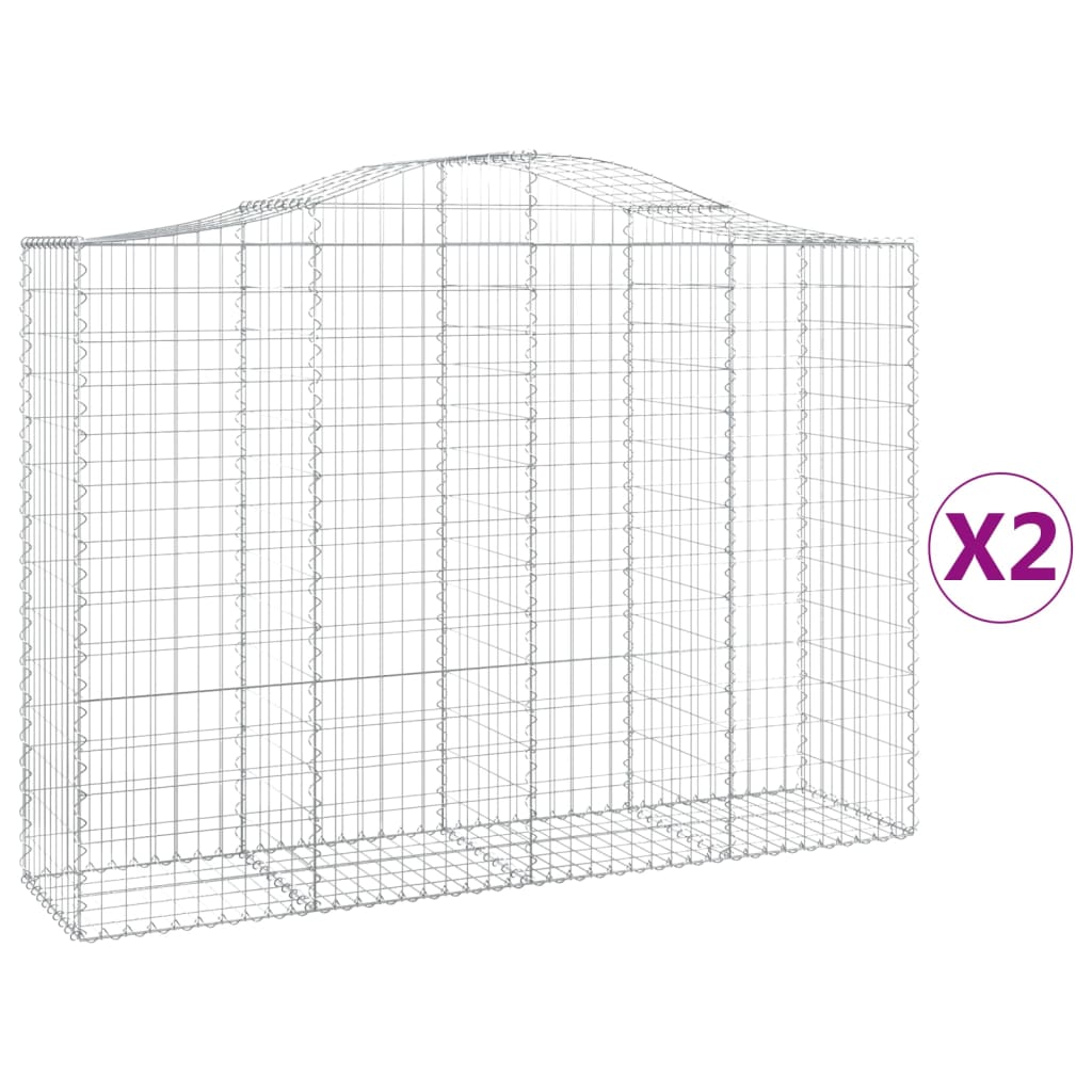 vidaXL Cestos gabião arqueados 2pcs 200x50x140/160cm ferro galvanizado