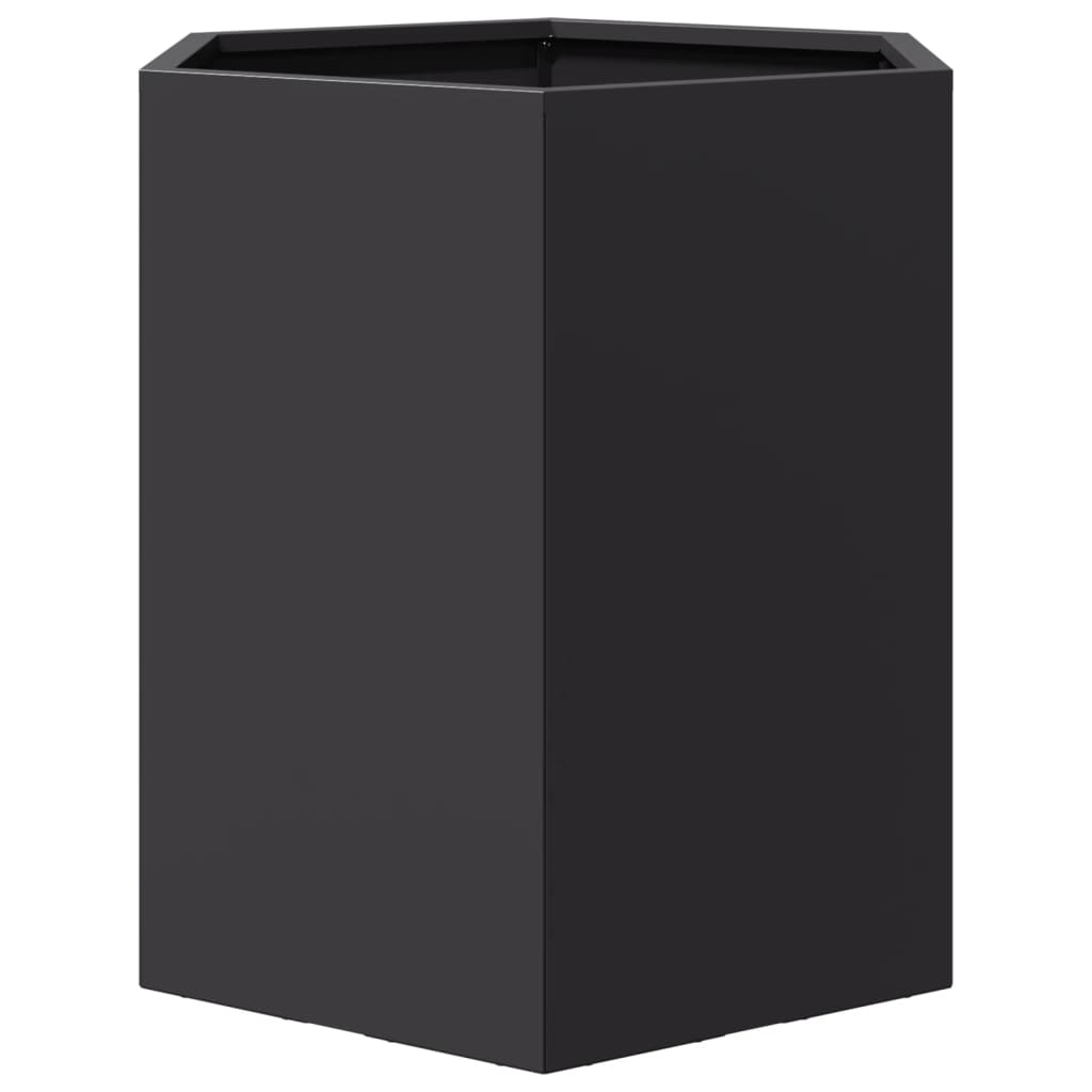 vidaXL Vaso/floreira de jardim hexagonal 46x40x45 cm aço preto