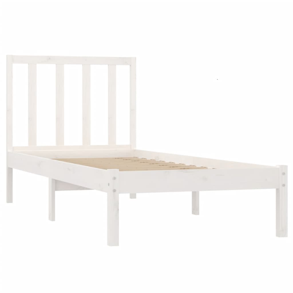 vidaXL Estrutura de cama solteiro 90x190 cm pinho maciço branco