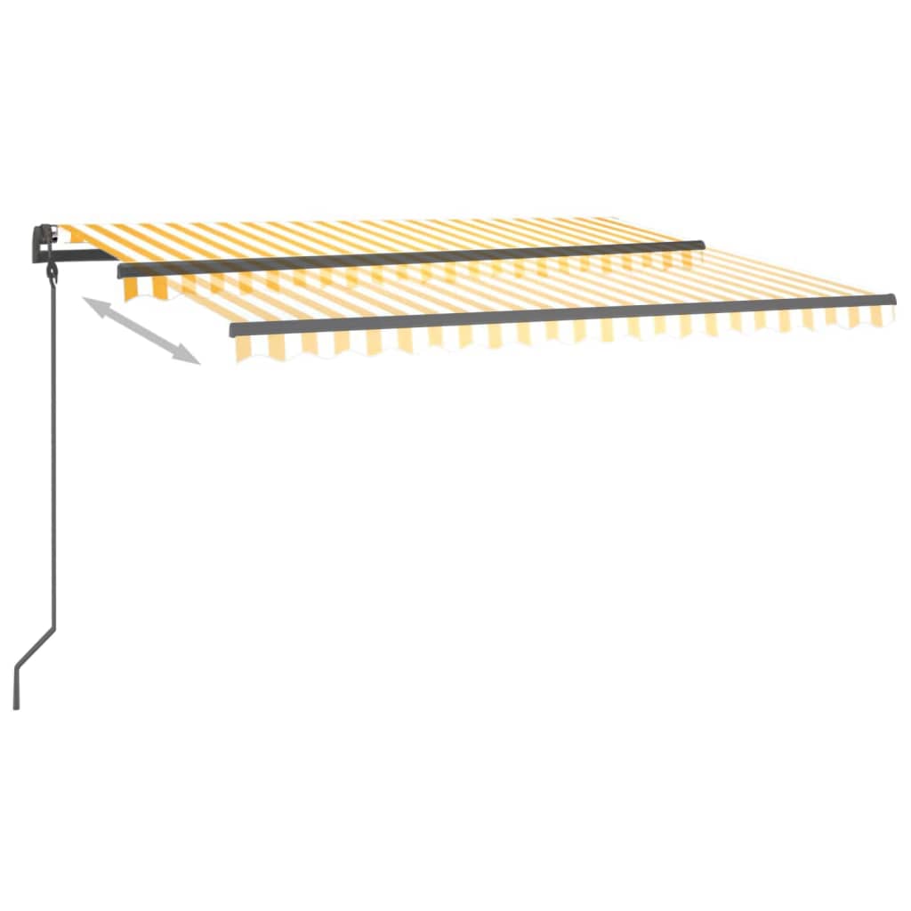 vidaXL Toldo automático c/ LED e sensor de vento 4x3 m amarelo/branco