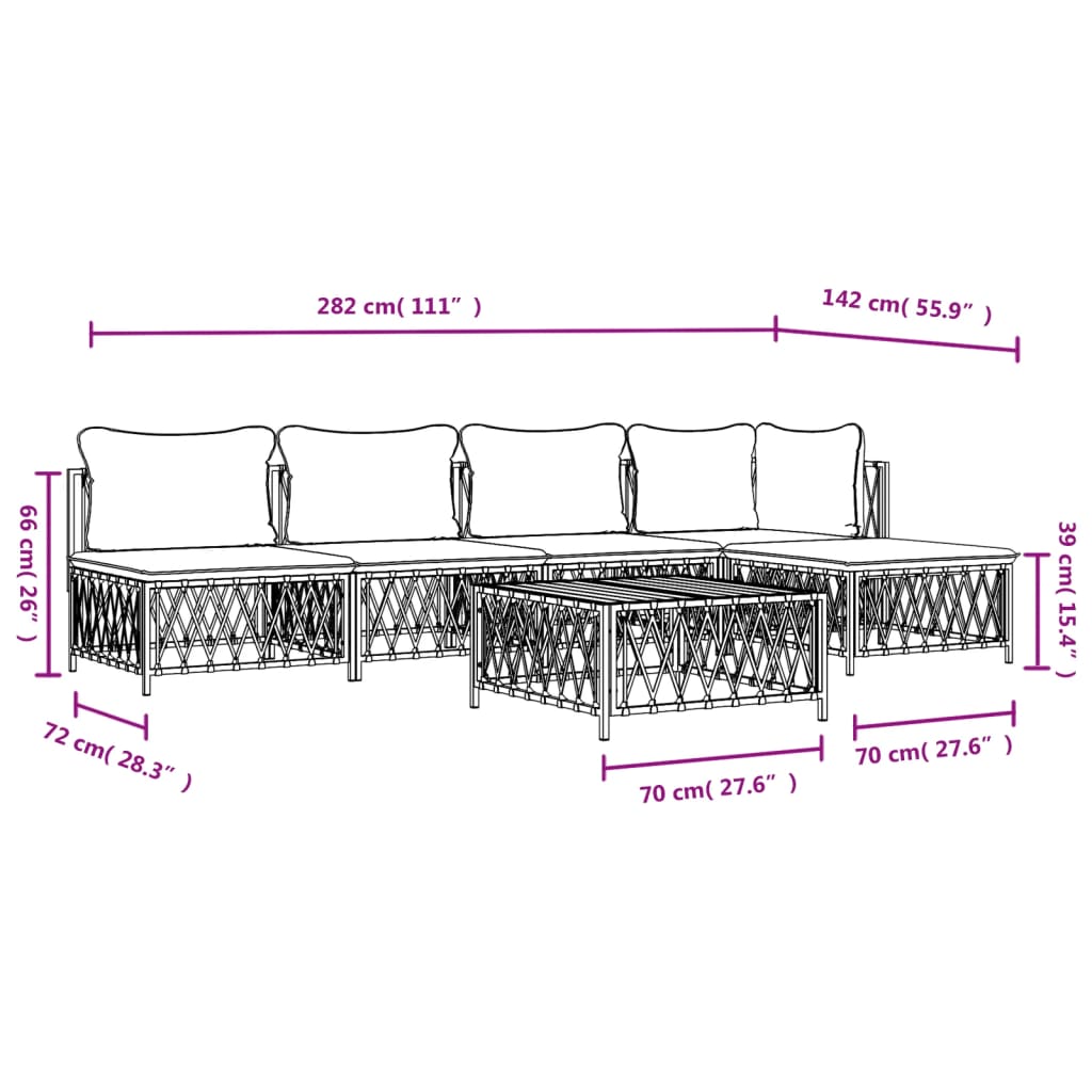 vidaXL 6 pcs conjunto lounge de jardim com almofadões aço antracite