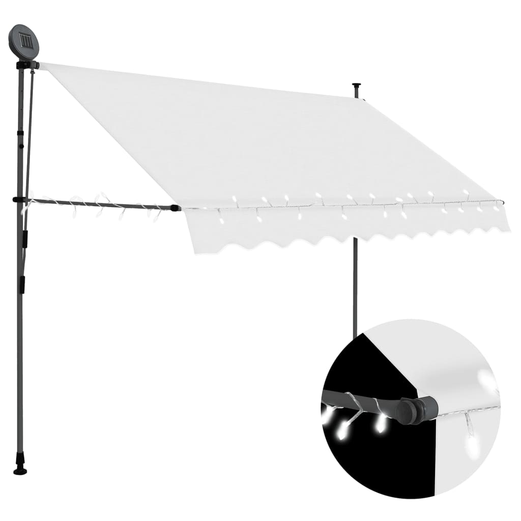 vidaXL Toldo retrátil manual com LED 250 cm creme