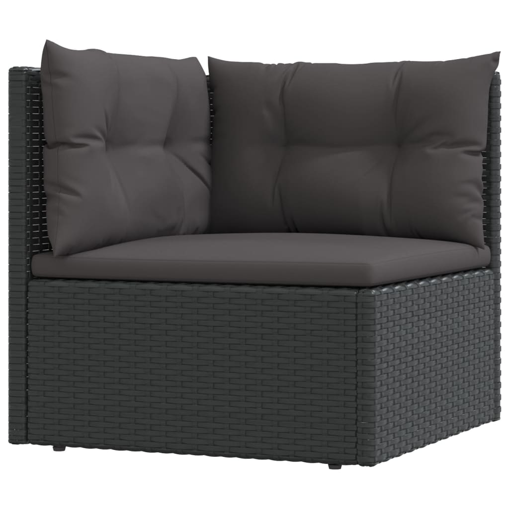 vidaXL 8 pcs conjunto lounge de jardim c/ almofadões vime PE preto