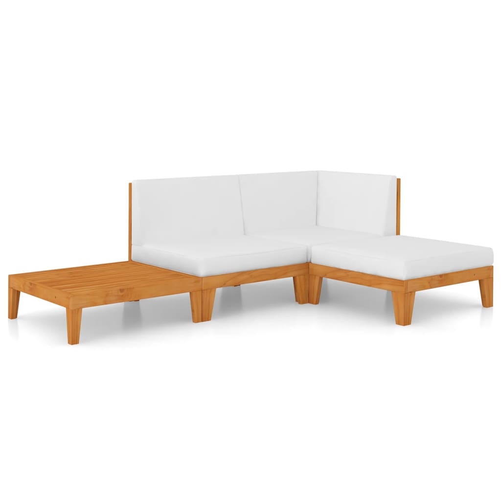 vidaXL 4 pcs conj. lounge jardim c/ almofadões madeira acácia maciça