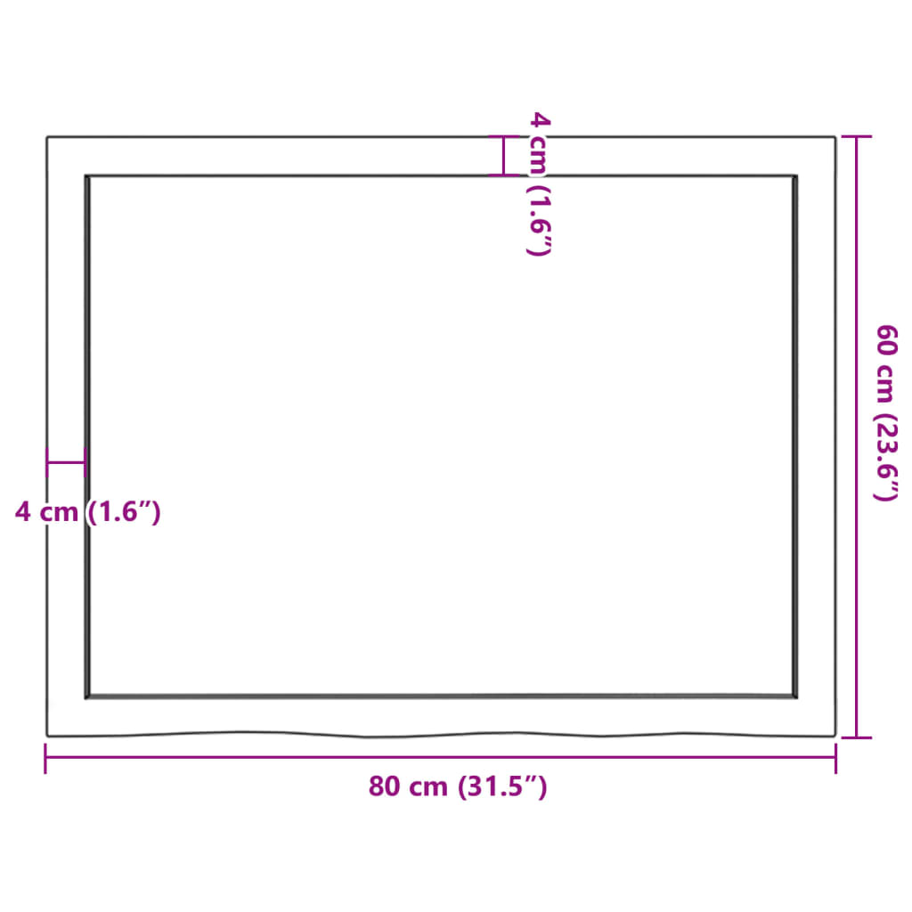 vidaXL Bancada p/ WC 80x60x(2-6)cm madeira tratada maciça castanho