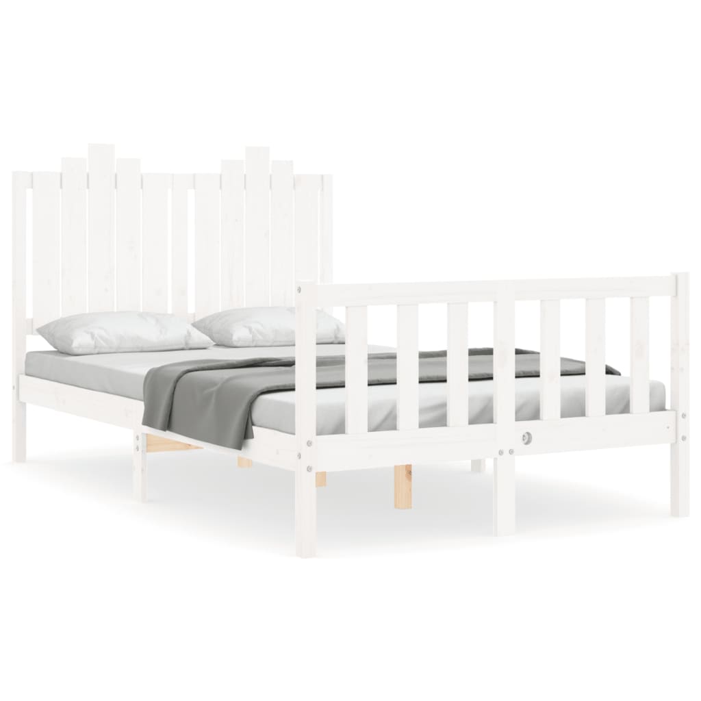vidaXL Estrutura de cama com cabeceira 120x200cm madeira maciça branco