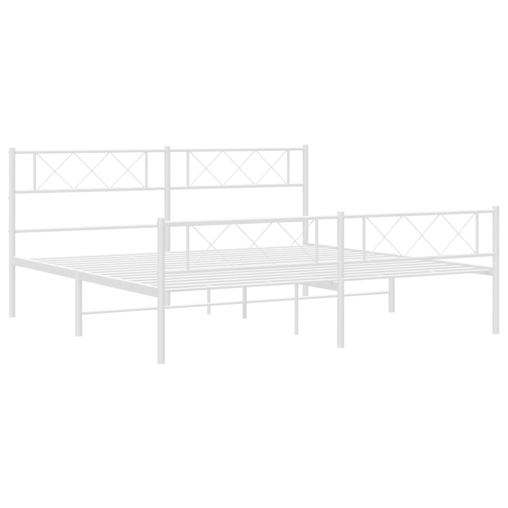 vidaXL Estrutura de cama com cabeceira e pés 193x203 cm metal branco