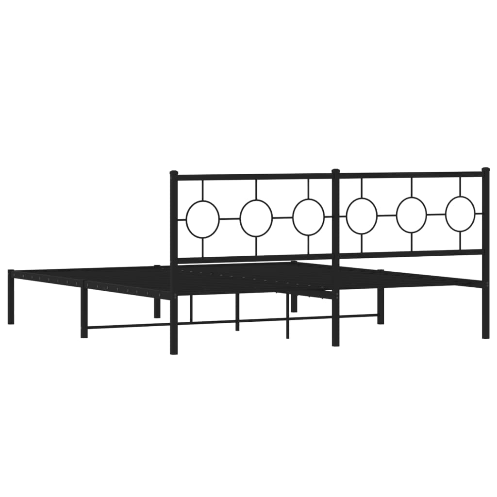 vidaXL Estrutura de cama em metal com cabeceira 180x200 cm preto