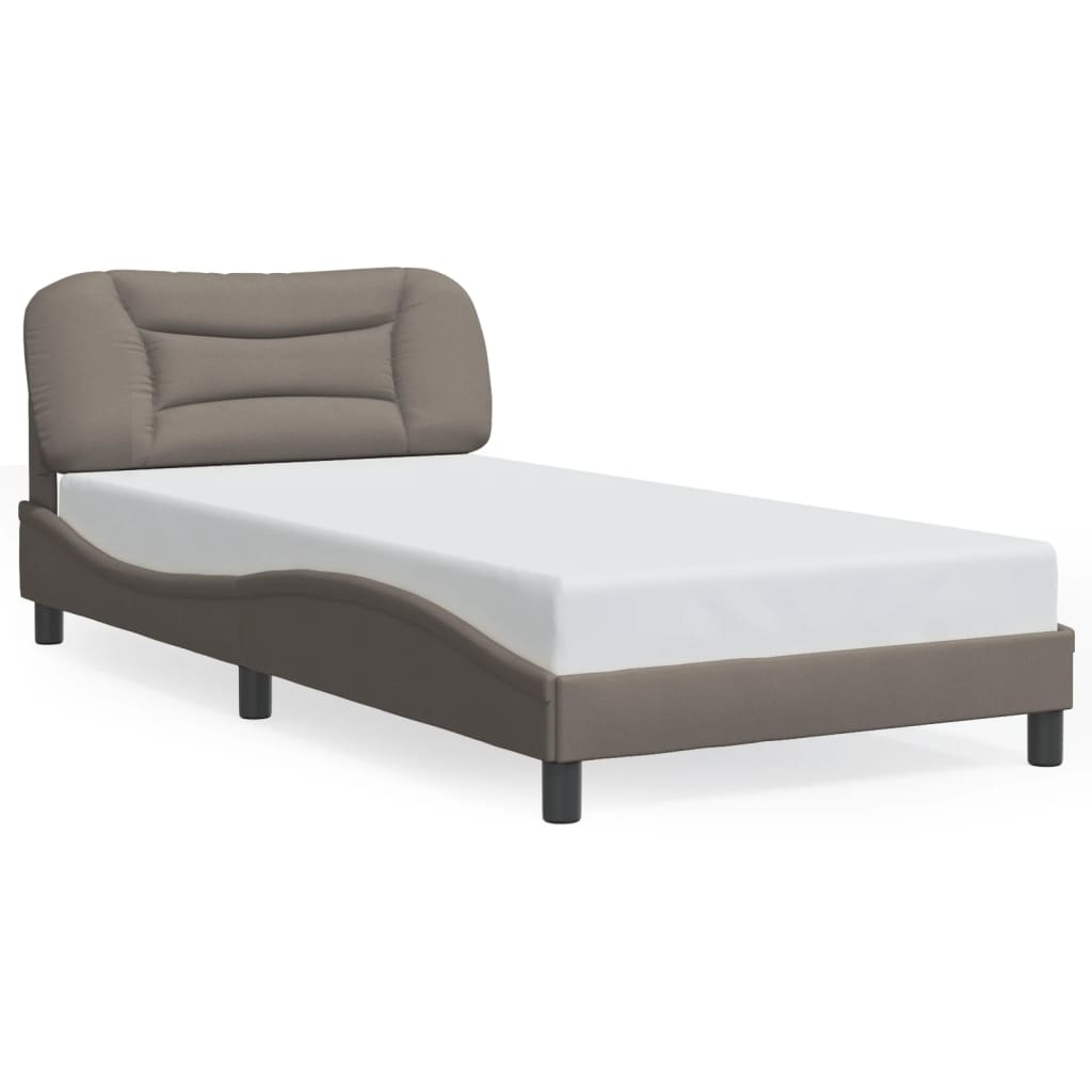 vidaXL Estrutura cama cabeceira 100x200 cm tecido castanho-acinzentado