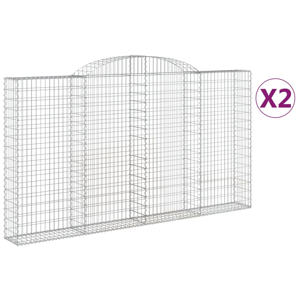 vidaXL Cestos gabião arqueados 2pcs 300x30x160/180cm ferro galvanizado