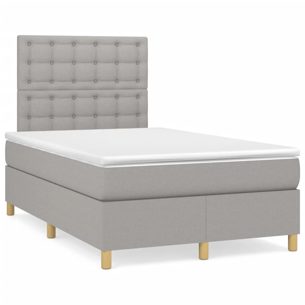 vidaXL Cama box spring c/ colchão e LED 120x190 cm tecido cinza-claro