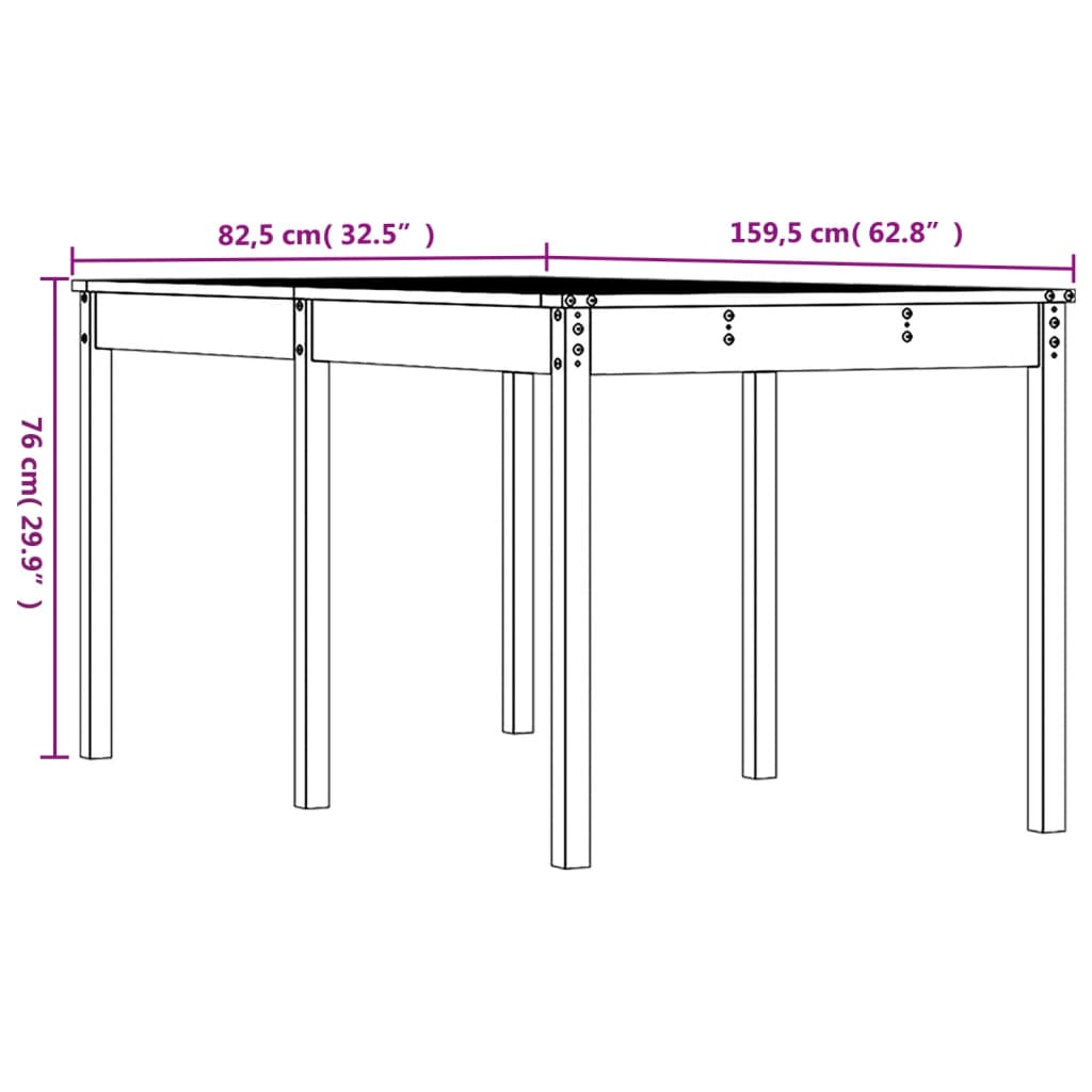 vidaXL Mesa de jardim 159,5x82,5x76 cm madeira de douglas maciça