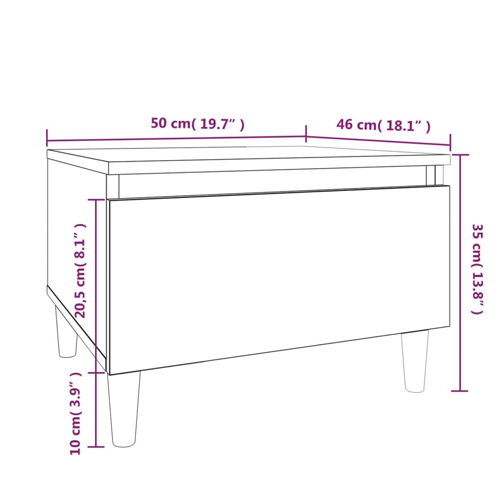 vidaXL Mesa de apoio 50x46x35 cm derivados de madeira branco