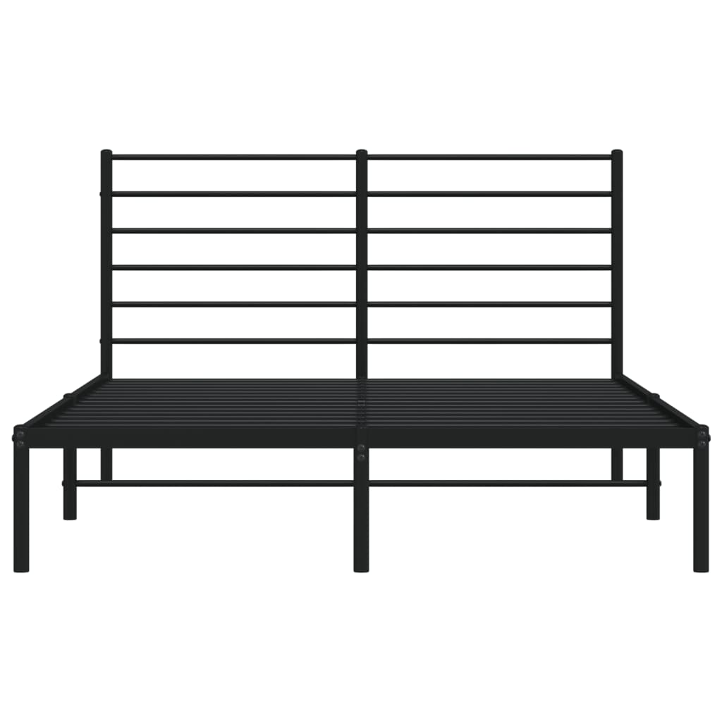 vidaXL Estrutura de cama com cabeceira 135x190 cm metal preto