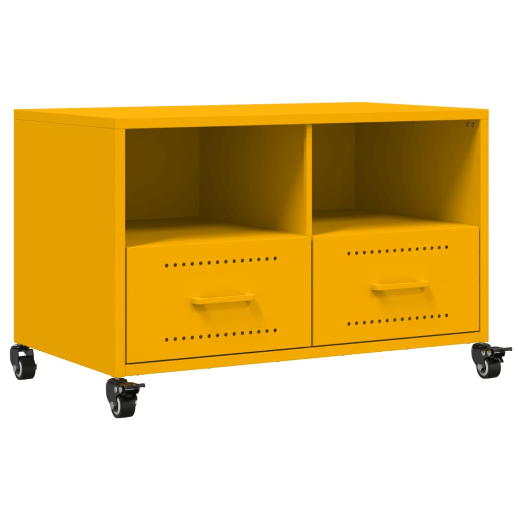 vidaXL Móvel de TV 68x39x43,5 cm aço amarelo mostarda