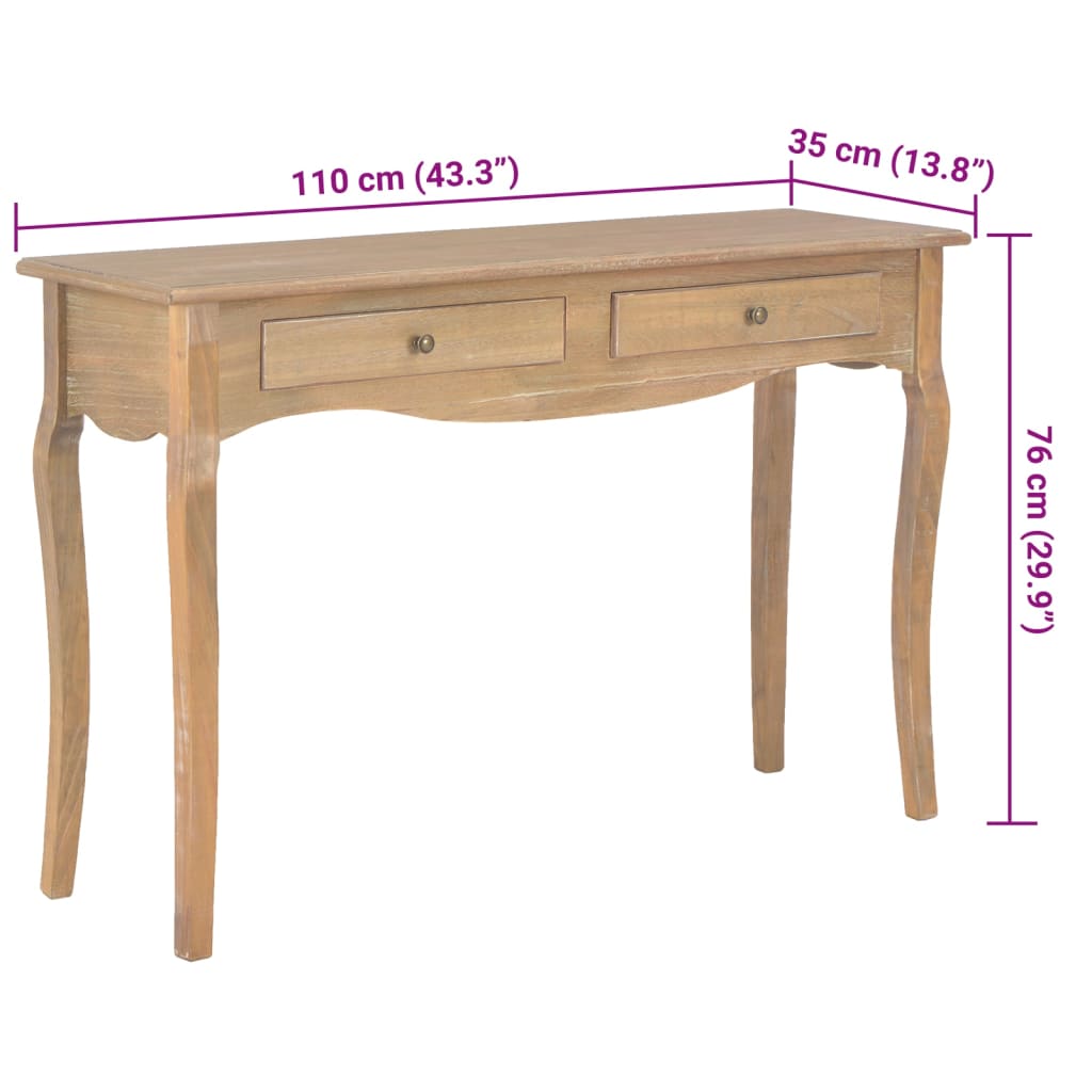 vidaXL Mesa consola c/ 2 gavetas 110x35x76 cm derivados de madeira