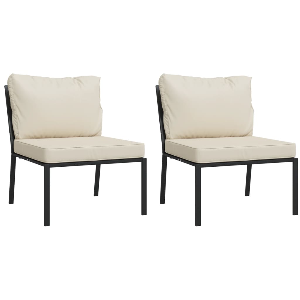 vidaXL Cadeiras de jardim c/ almofadões cor areia 2 pcs 60x74x79cm aço