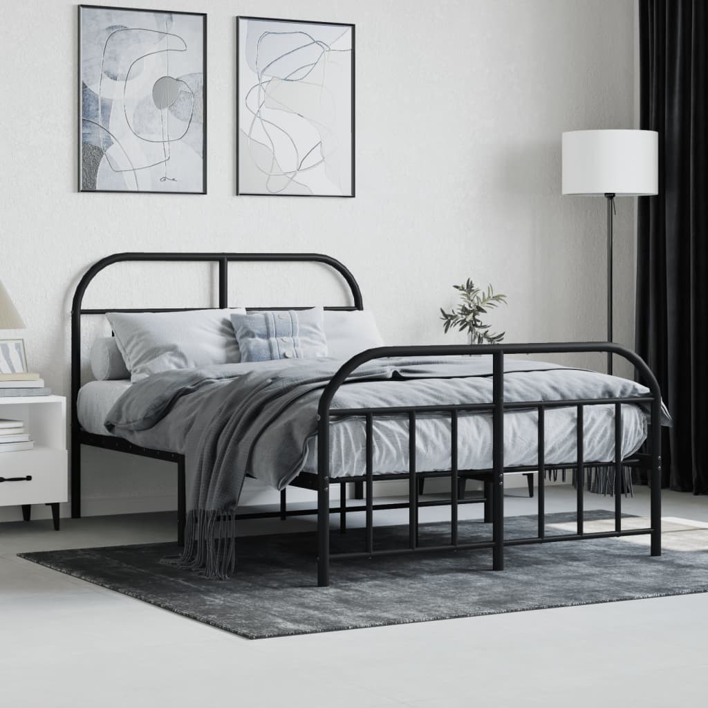 vidaXL Estrutura de cama com cabeceira e pés 120x200 cm metal preto