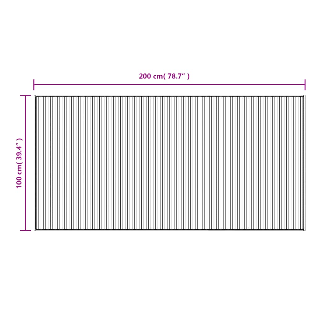 vidaXL Tapete retangular 100x200 cm bambu castanho