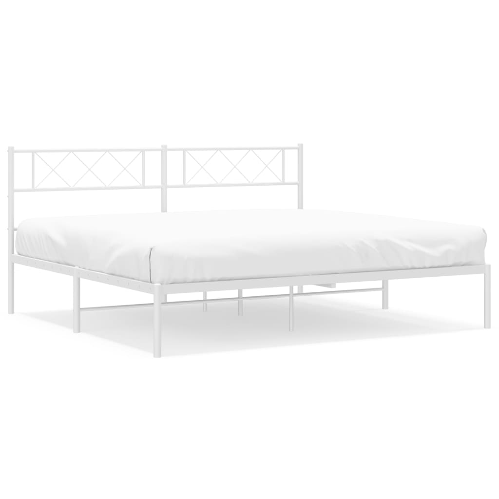 vidaXL Estrutura de cama com cabeceira 180x200 cm metal branco