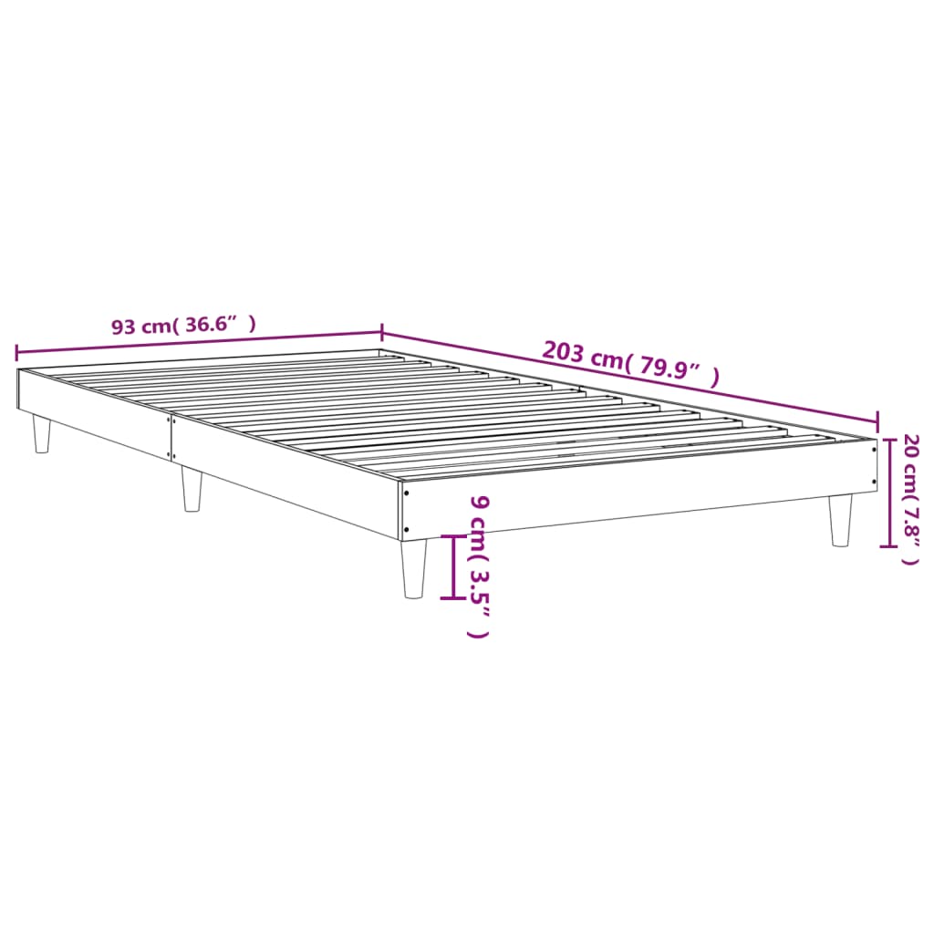 vidaXL Estrutura cama s/ colchão derivados de madeira carvalho sonoma