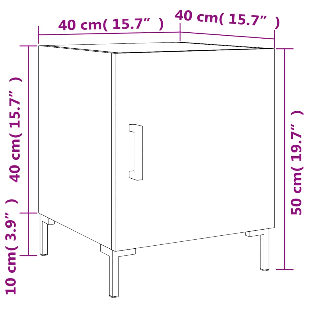 vidaXL Mesa de cabeceira 2 pcs 40x40x50 cm derivados de madeira preto