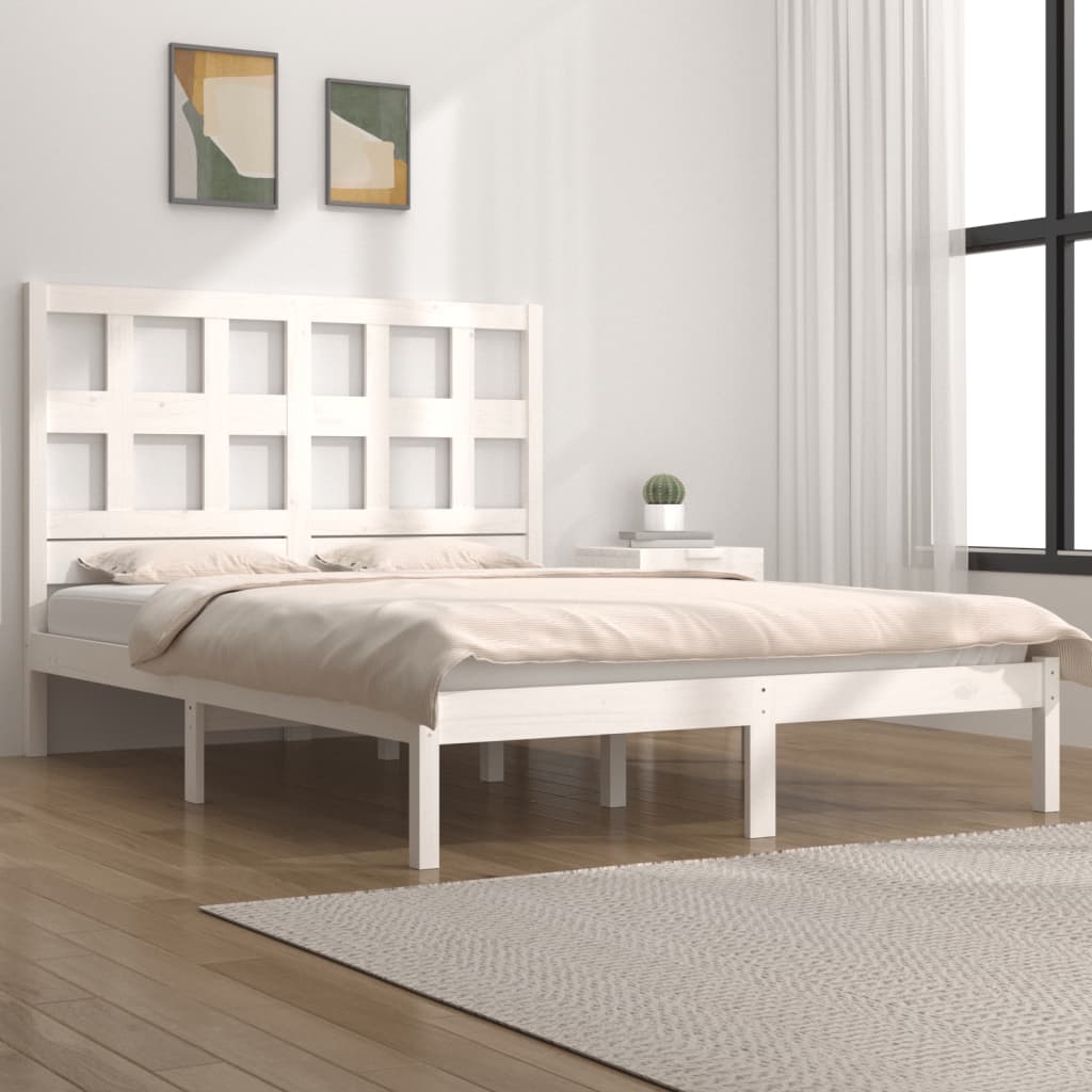 vidaXL Estrutura de cama 160x200 cm madeira de pinho maciça branco