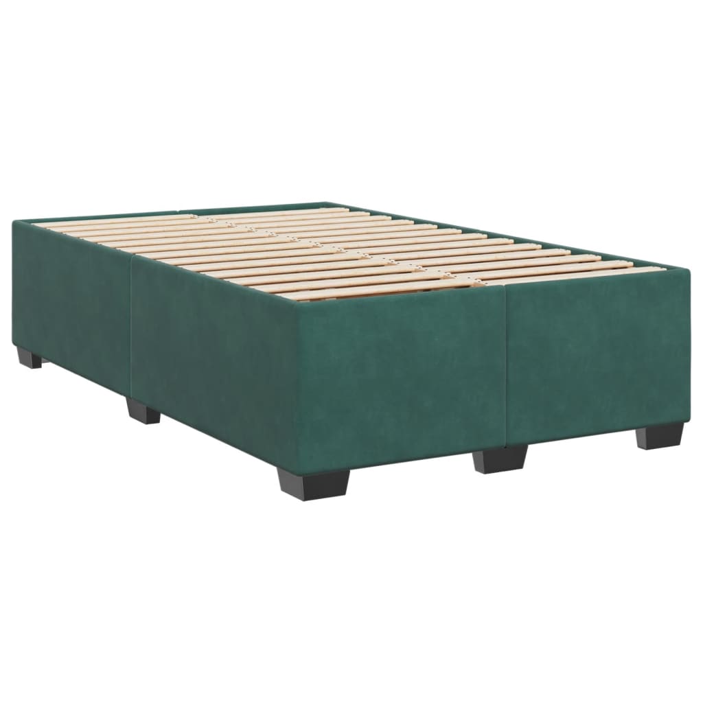 vidaXL Cama boxspring com colchão 120x190 cm veludo verde-escuro