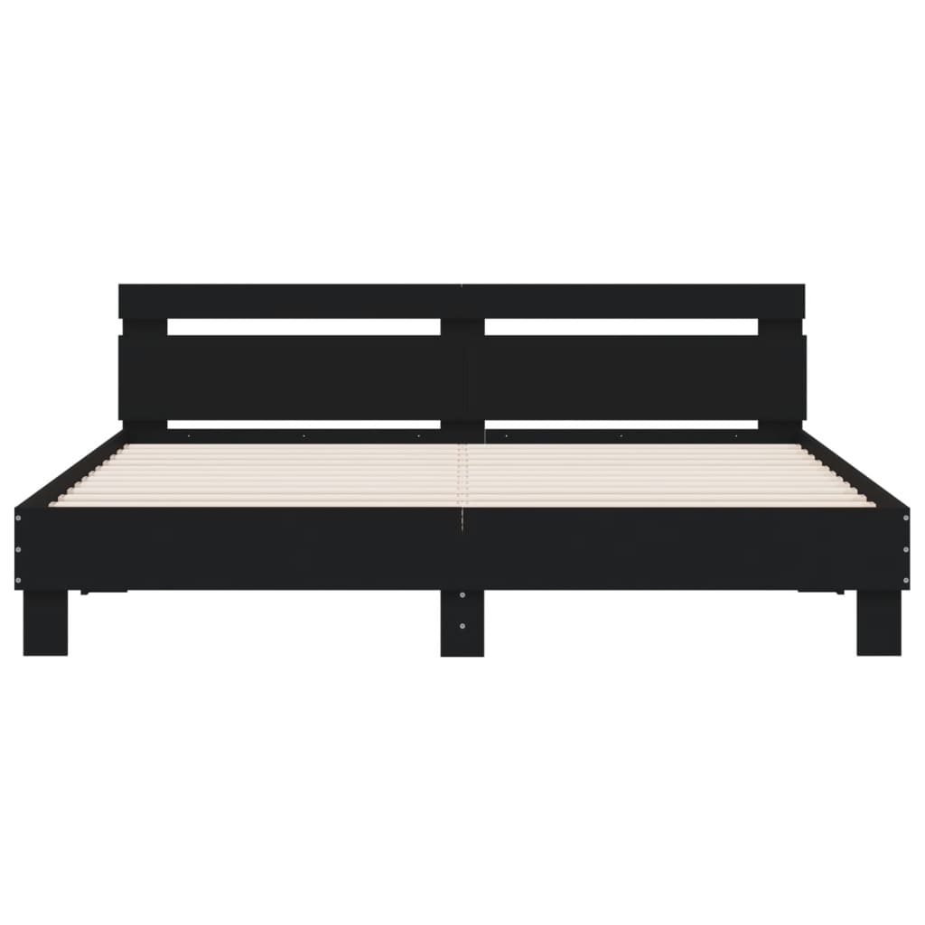 vidaXL Estrutura cama c/ cabeceira 200x200 cm derivados madeira preto