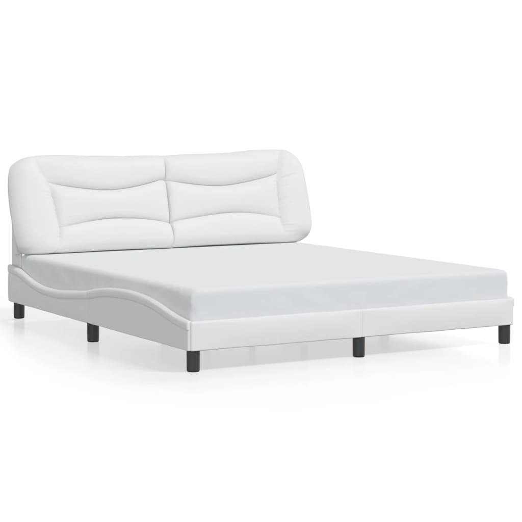 vidaXL Estrutura cama c/ cabeceira 180x200 cm couro artificial branco