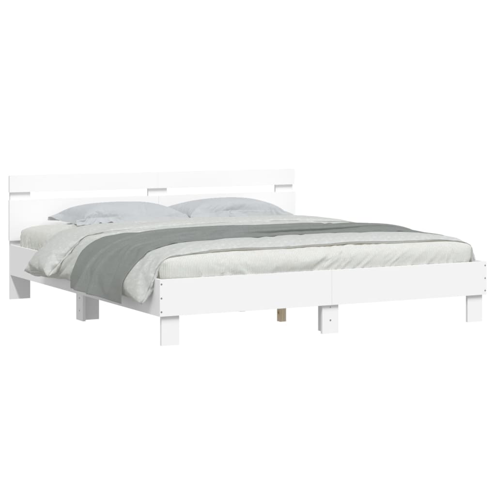 vidaXL Estrutura cama c/ cabeceira 200x200 cm derivados madeira branco