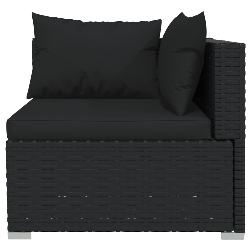 vidaXL 13 pcs conjunto lounge de jardim c/ almofadões vime PE preto