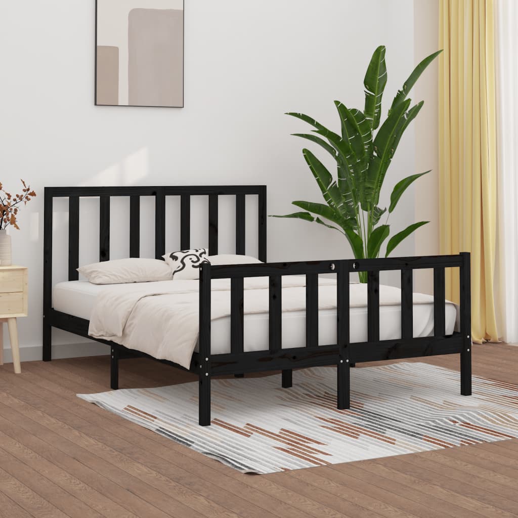 vidaXL Estrutura de cama 160x200 cm pinho maciço preto