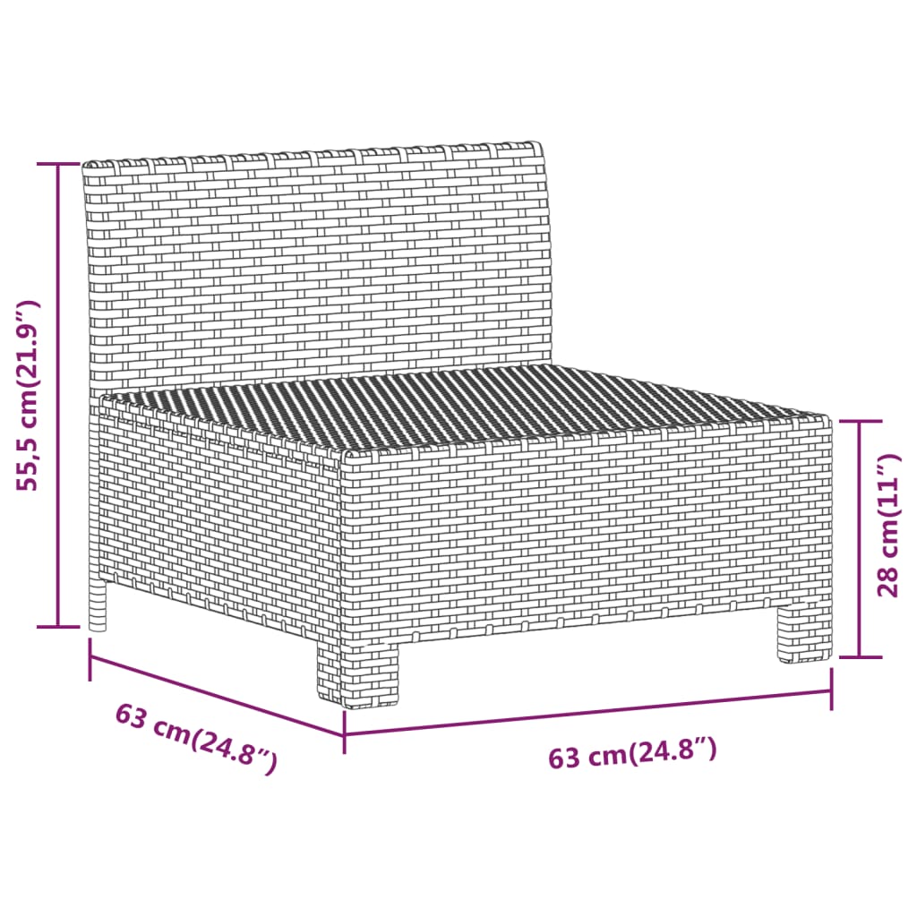 vidaXL 6 pcs conjunto lounge de jardim c/ almofadões vime PE cinzento