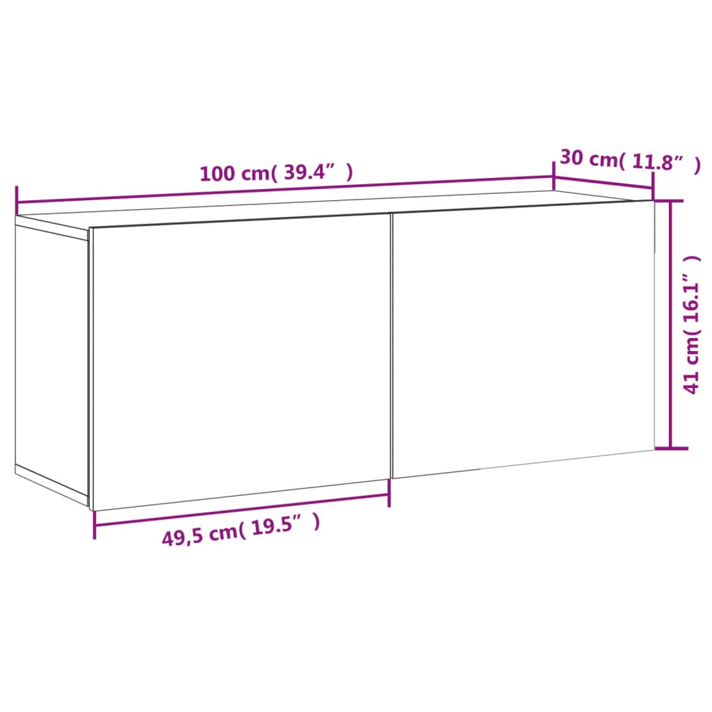 vidaXL Móvel de parede para TV 100x30x41 cm cinzento cimento