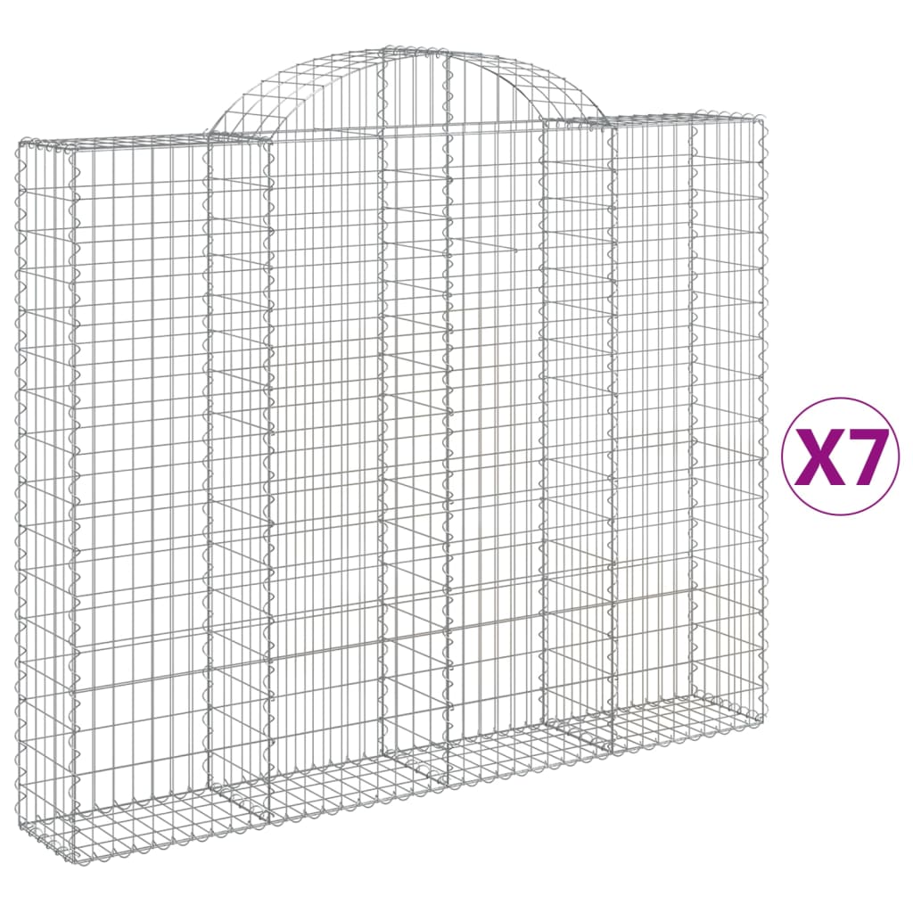 vidaXL Cestos gabião arqueados 7pcs 200x30x160/180cm ferro galvanizado