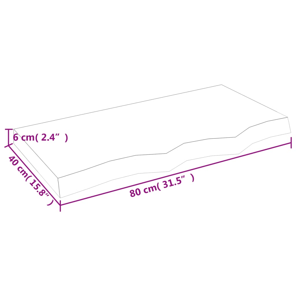 vidaXL Bancada p/ WC 80x40x(2-6)cm madeira tratada maciça castanho