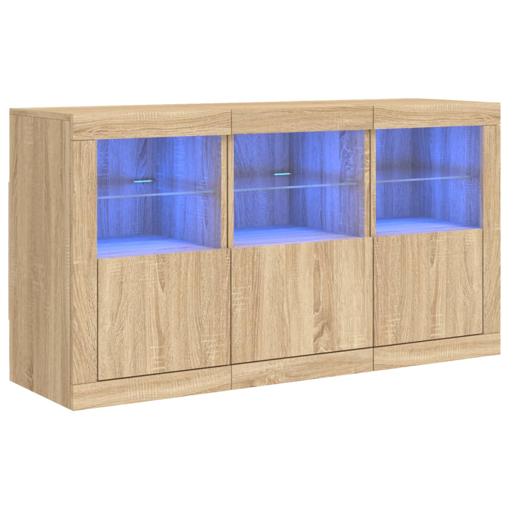 vidaXL Aparador com luzes LED 123x37x67 cm carvalho sonoma