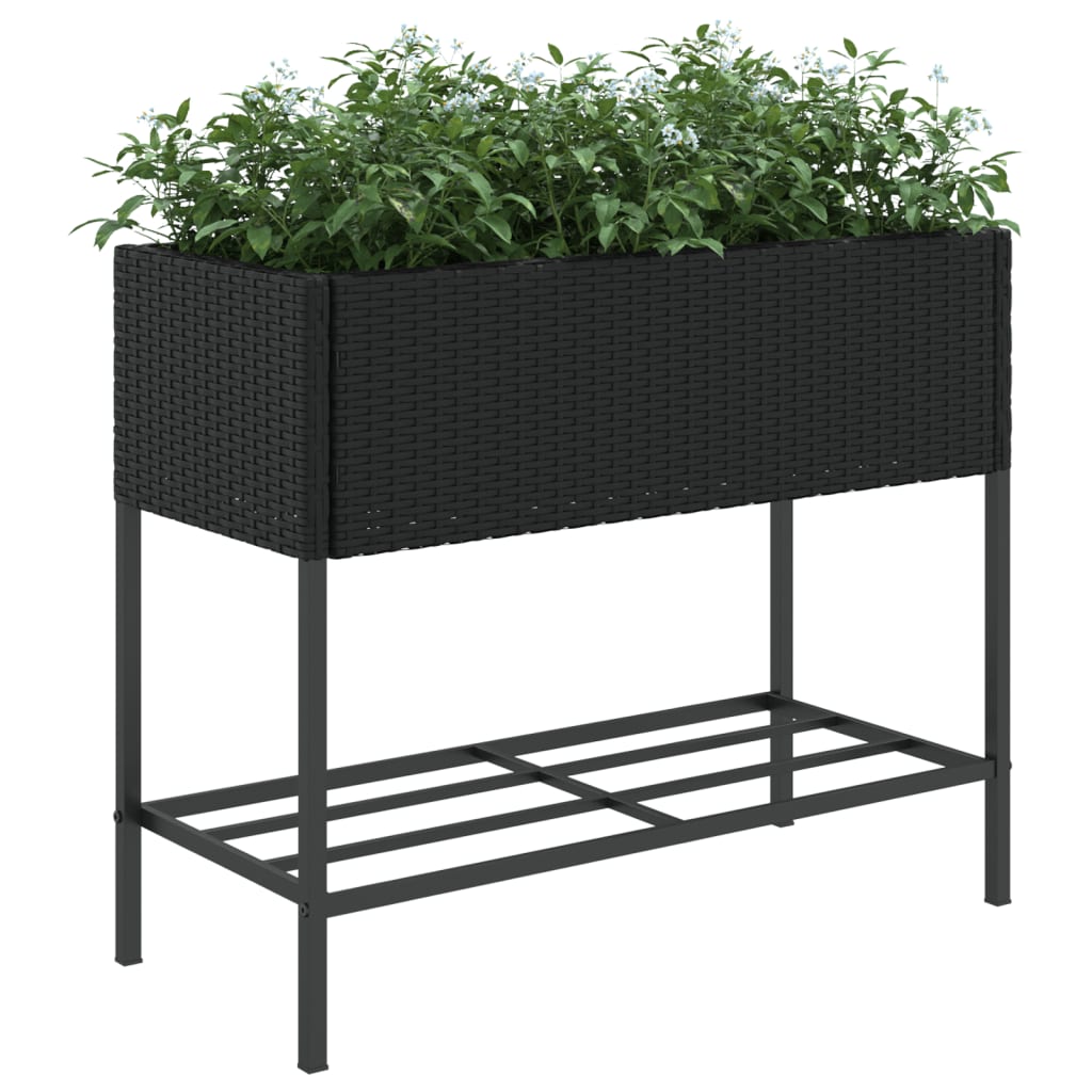 vidaXL Canteiro de jardim com prateleira 2pcs 90x40x75cm vime PE preto