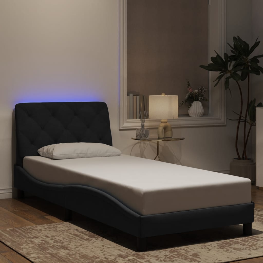 vidaXL Estrutura de cama c/ luzes LED 80x200 cm veludo preto