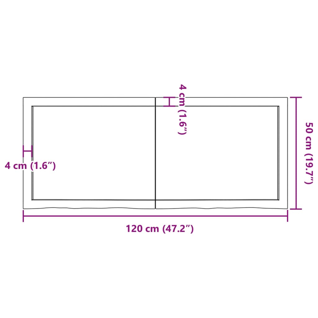 vidaXL Bancada p/ WC 120x50x(2-4)cm madeira tratada maciça castanho