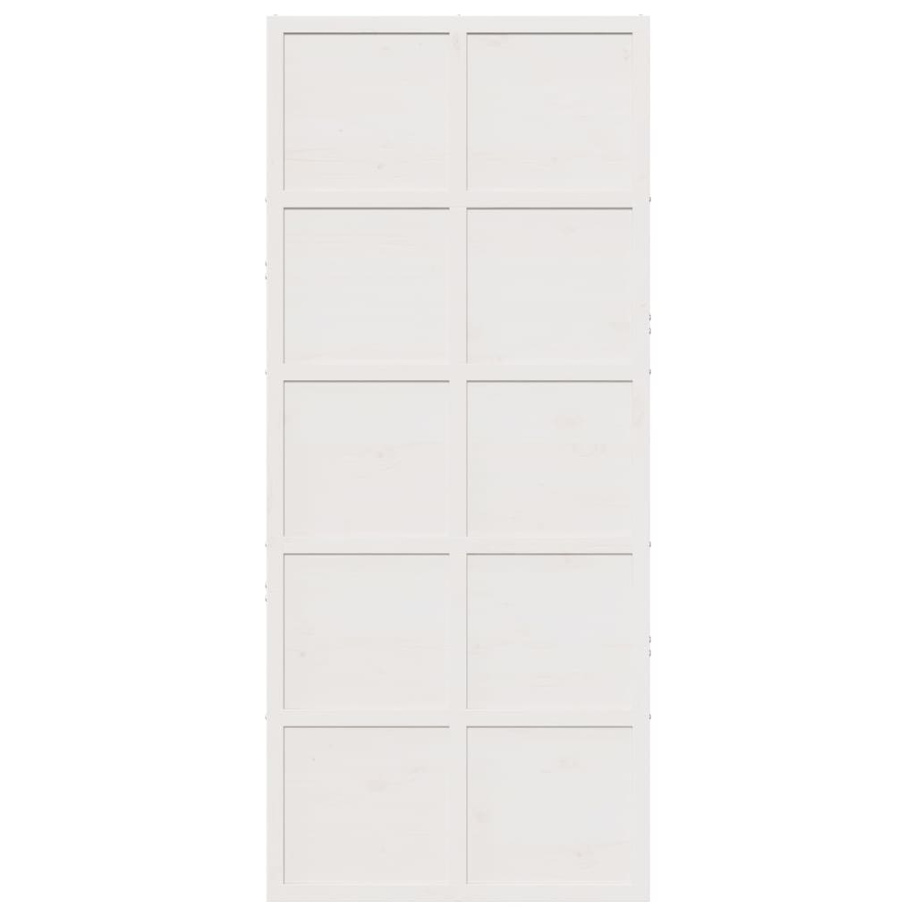 vidaXL Porta de celeiro 90x208 cm madeira de pinho maciça branco