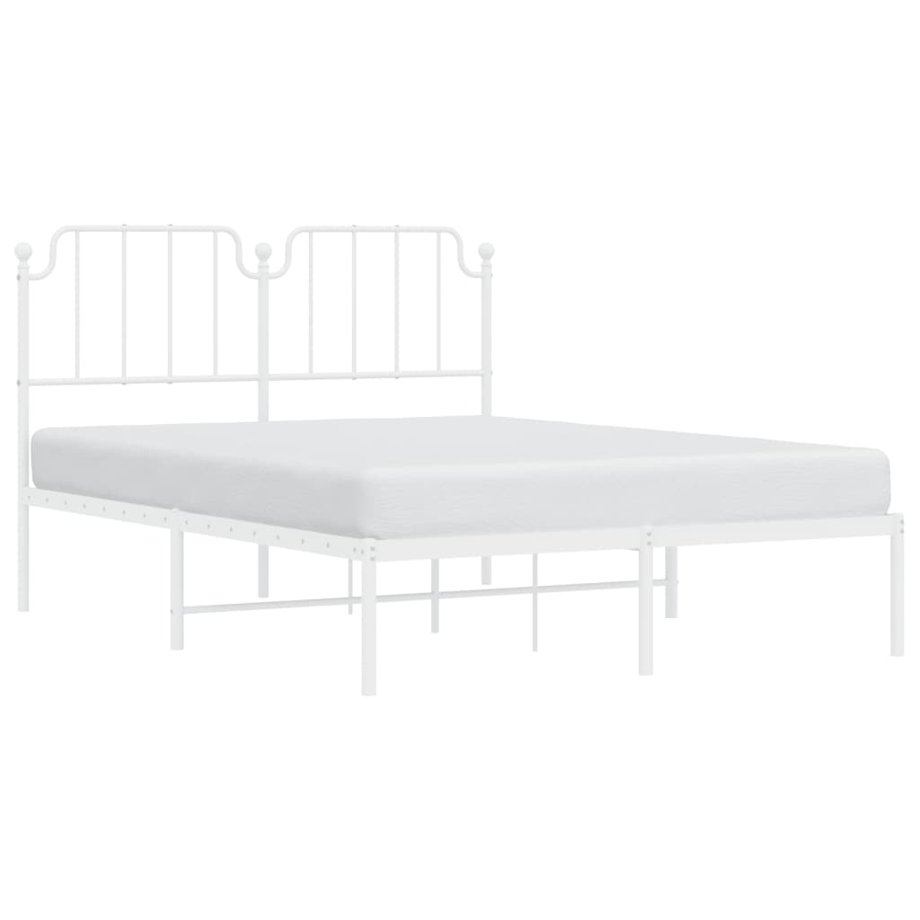 vidaXL Estrutura de cama com cabeceira 140x190 cm metal branco