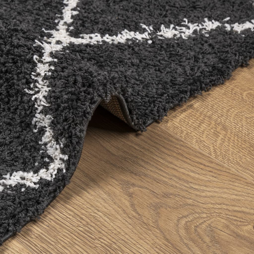 vidaXL Tapete shaggy de pelo alto PAMPLONA 240x240 cm preto e creme