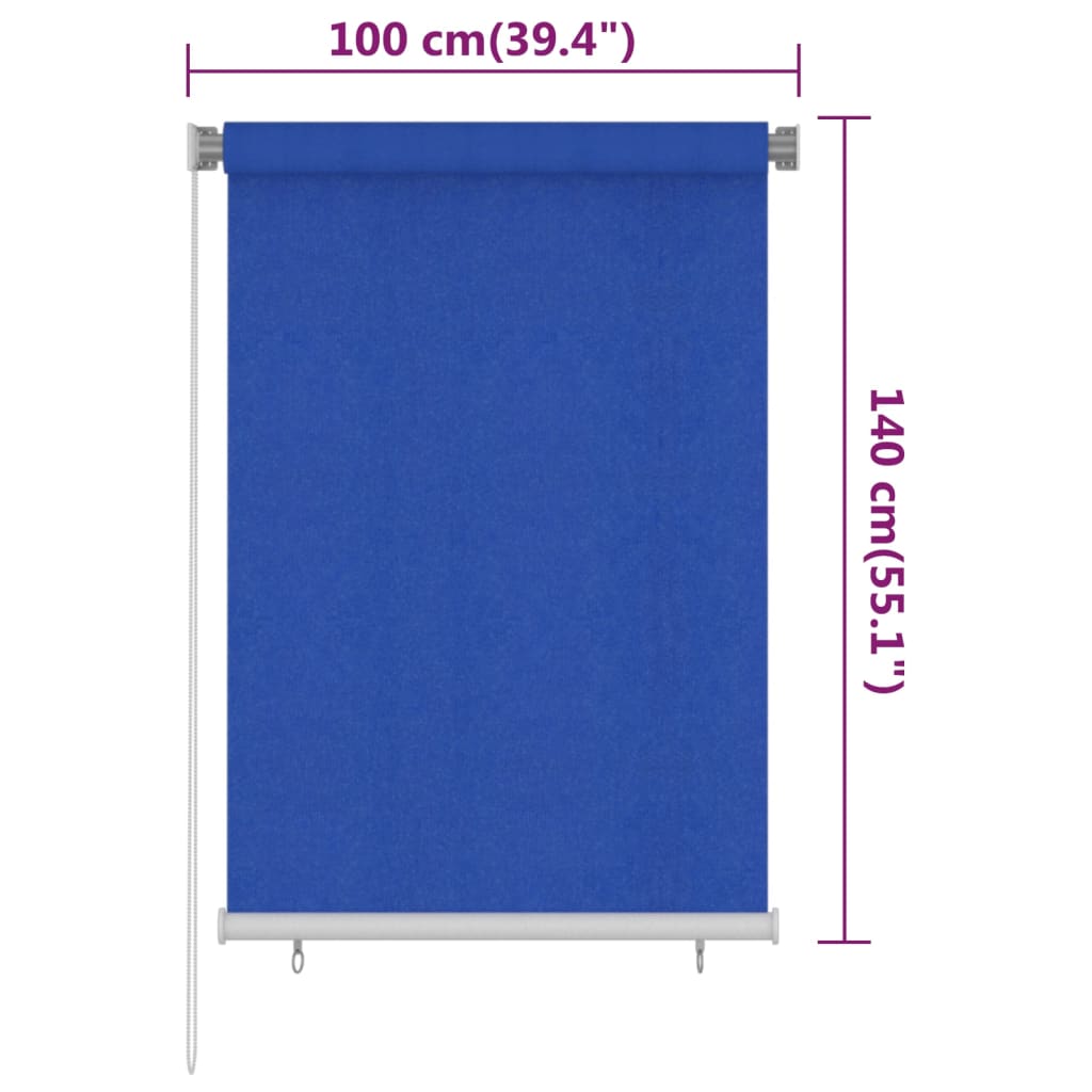 vidaXL Estore de rolo para exterior PEAD 100x140 cm azul