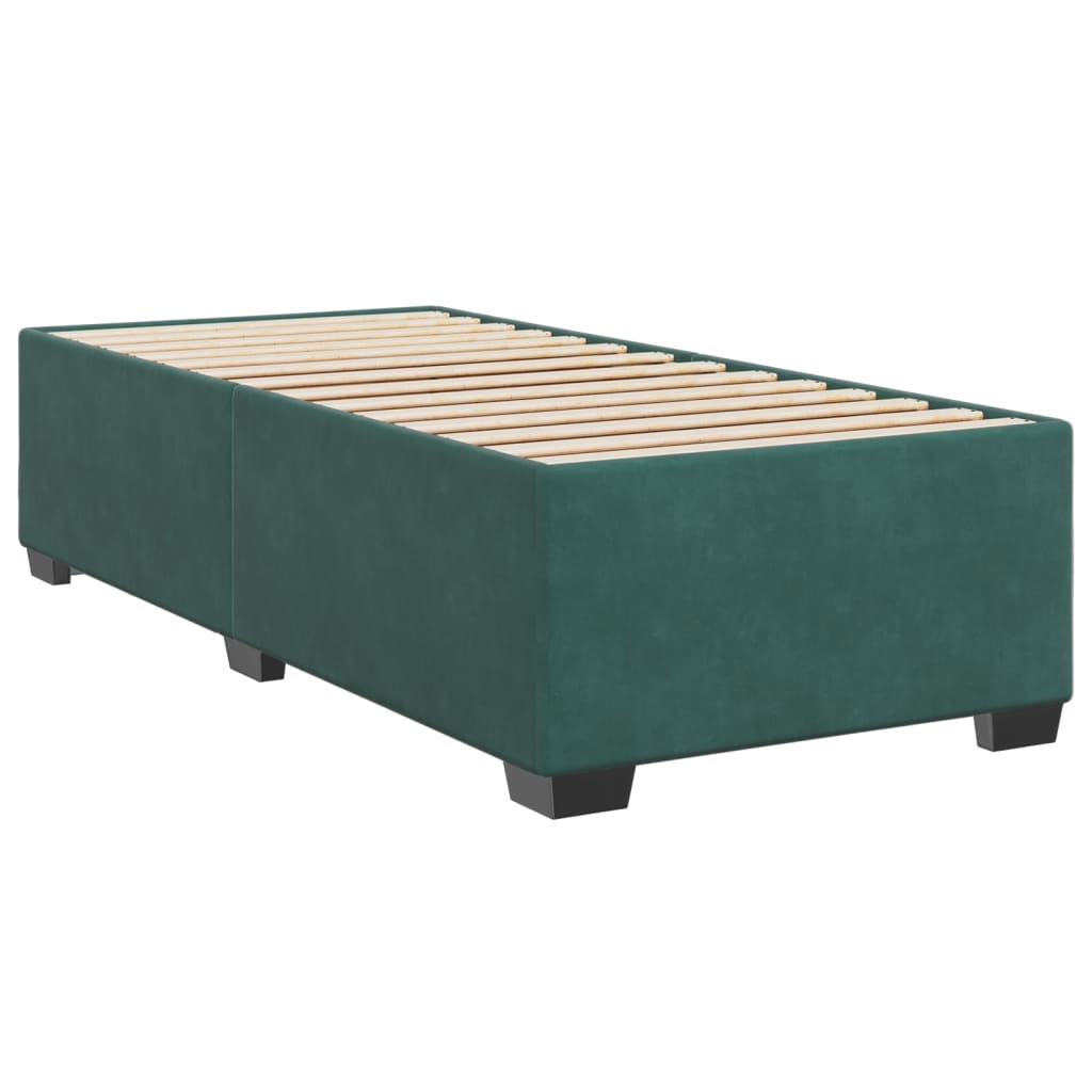 vidaXL Cama com molas/colchão 80x200 cm veludo verde-escuro