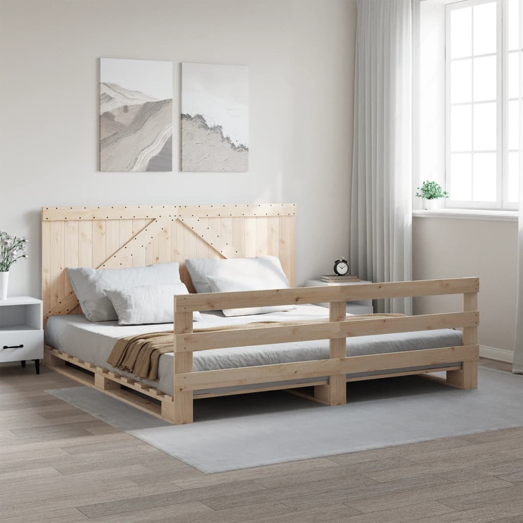 vidaXL Estrutura de cama com cabeceira 180x200 cm pinho maciço